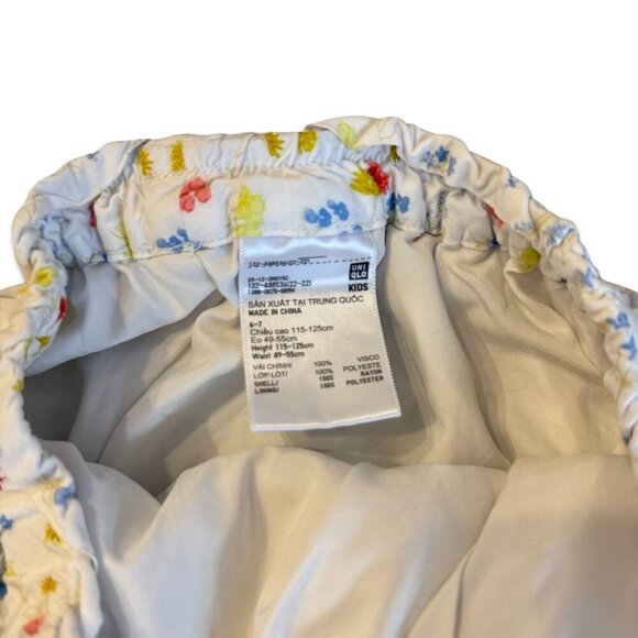 UNIQLO Kids Floral Tiered Pocketed Skirt Multicolor Elastic Waist Size 6 - Picture 3 of 4